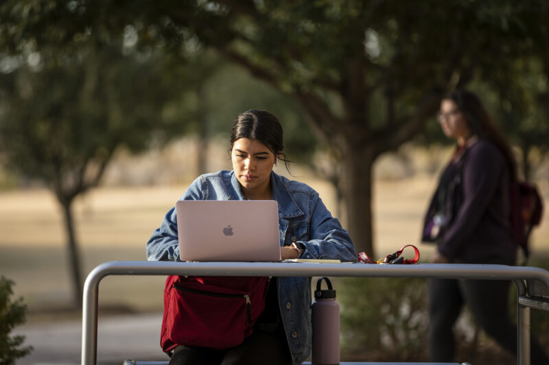 ACC Education student Adriana Ramirez studies at the Round Rock campus on Tuesday, November 19, 2019.